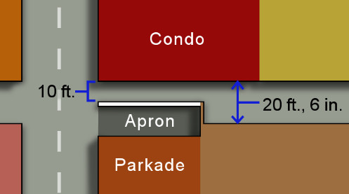 A diagram of the alley where I sleep: too narrow by half.